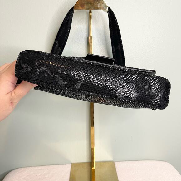 Sabina Black Python Leather and Velvet Shoulder Bag - Picture 6 of 8